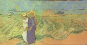 Vincent Van Gogh Two Women Crossing the Fields (nn04) oil on canvas